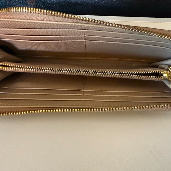 Prada Saffiano Leather Wallet β Beige with Gold Logo - Picture 6 of 6